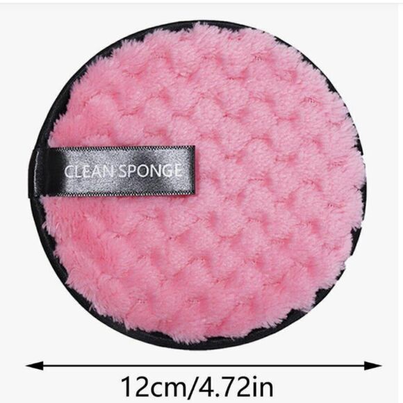 New! Large Round Sponge Facial Cleansing Pad & Makeup Remover Washable - Pink - Picture 1 of 2